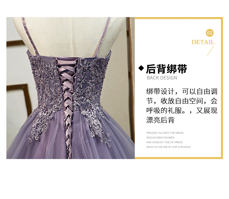 High-End Purple Sling Evening Dress with Fairy Yarn Skirt for Banquet and Host Events