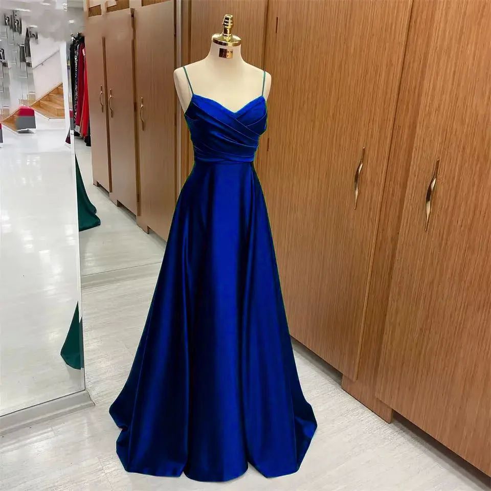 Women's Satin Evening Dress – Elegant Spaghetti Strap Party Dress