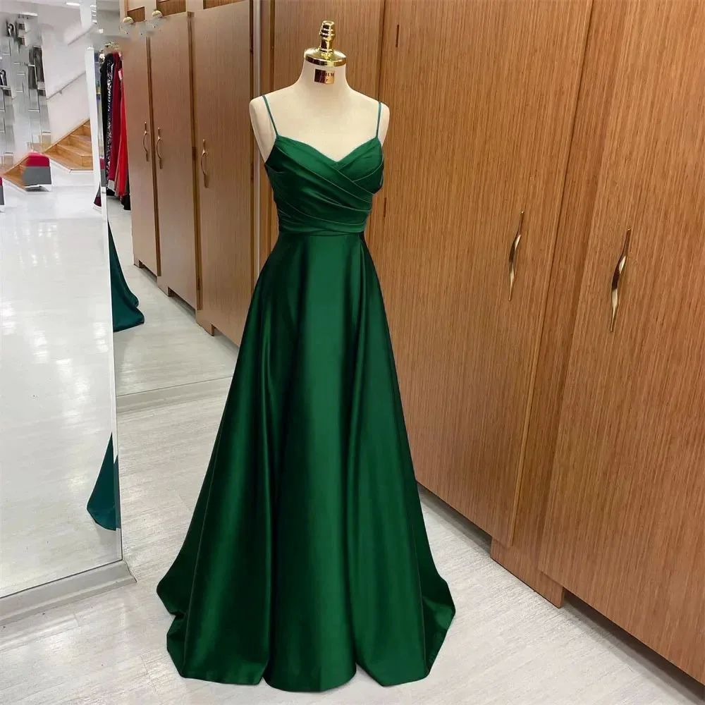 Women's Satin Evening Dress – Elegant Spaghetti Strap Party Dress
