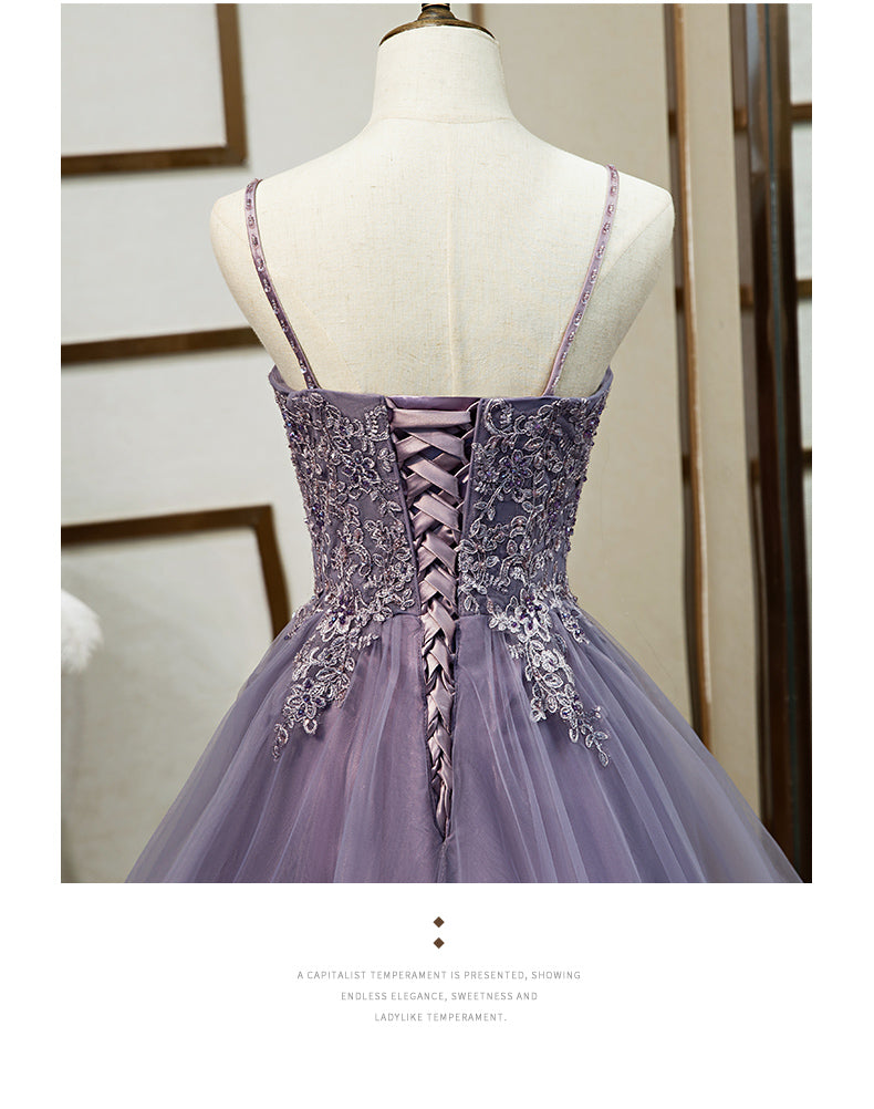 High-End Purple Sling Evening Dress with Fairy Yarn Skirt for Banquet and Host Events