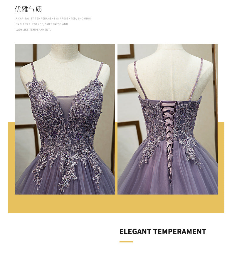 High-End Purple Sling Evening Dress with Fairy Yarn Skirt for Banquet and Host Events