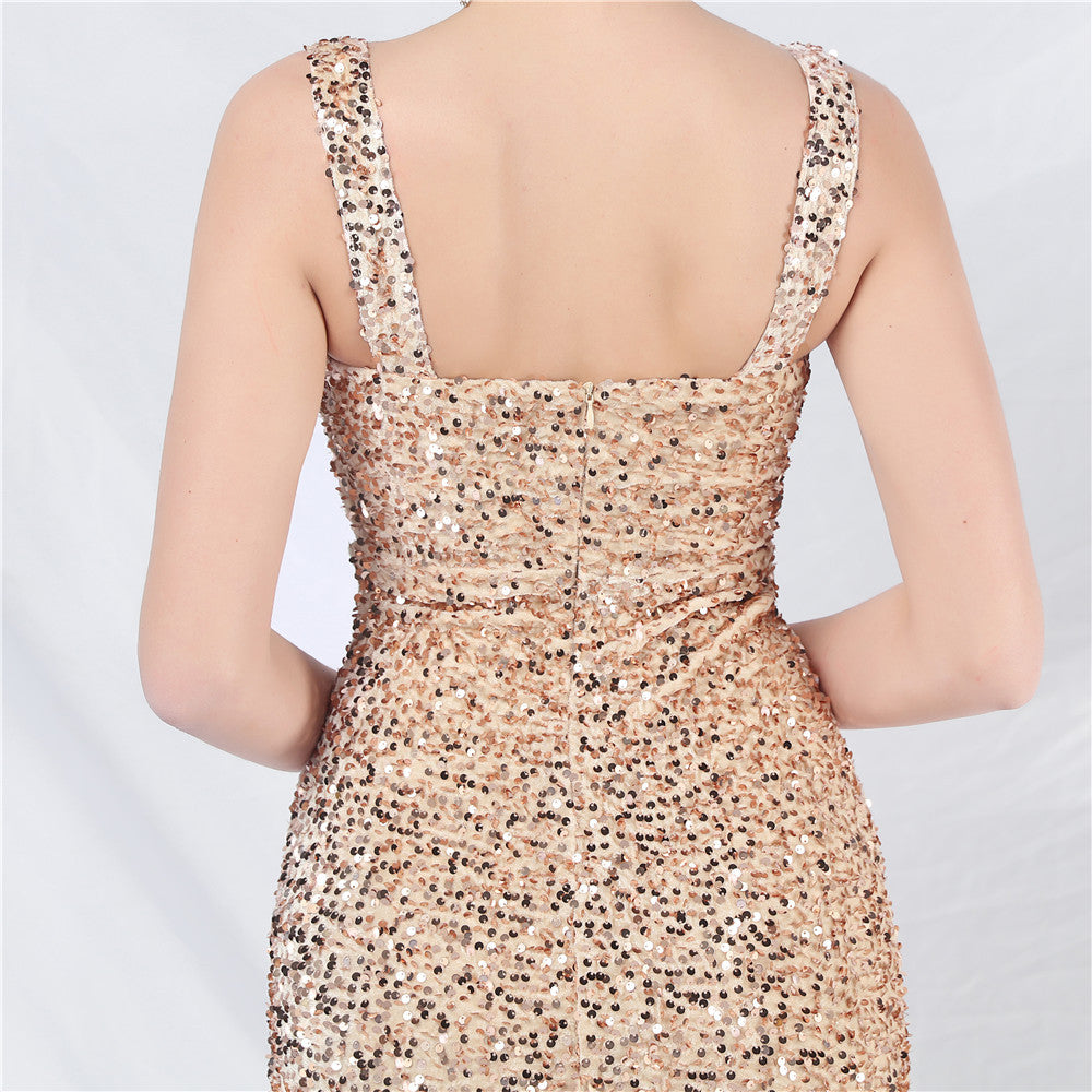 Women's Small Evening Dress, Simple and Elegant, French High-End Slim Suspender Dress