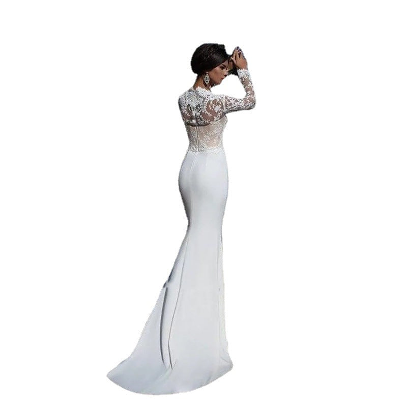 2025 Satin French Light Wedding Dress, Forest Style, Long Sleeves, Spring/Summer