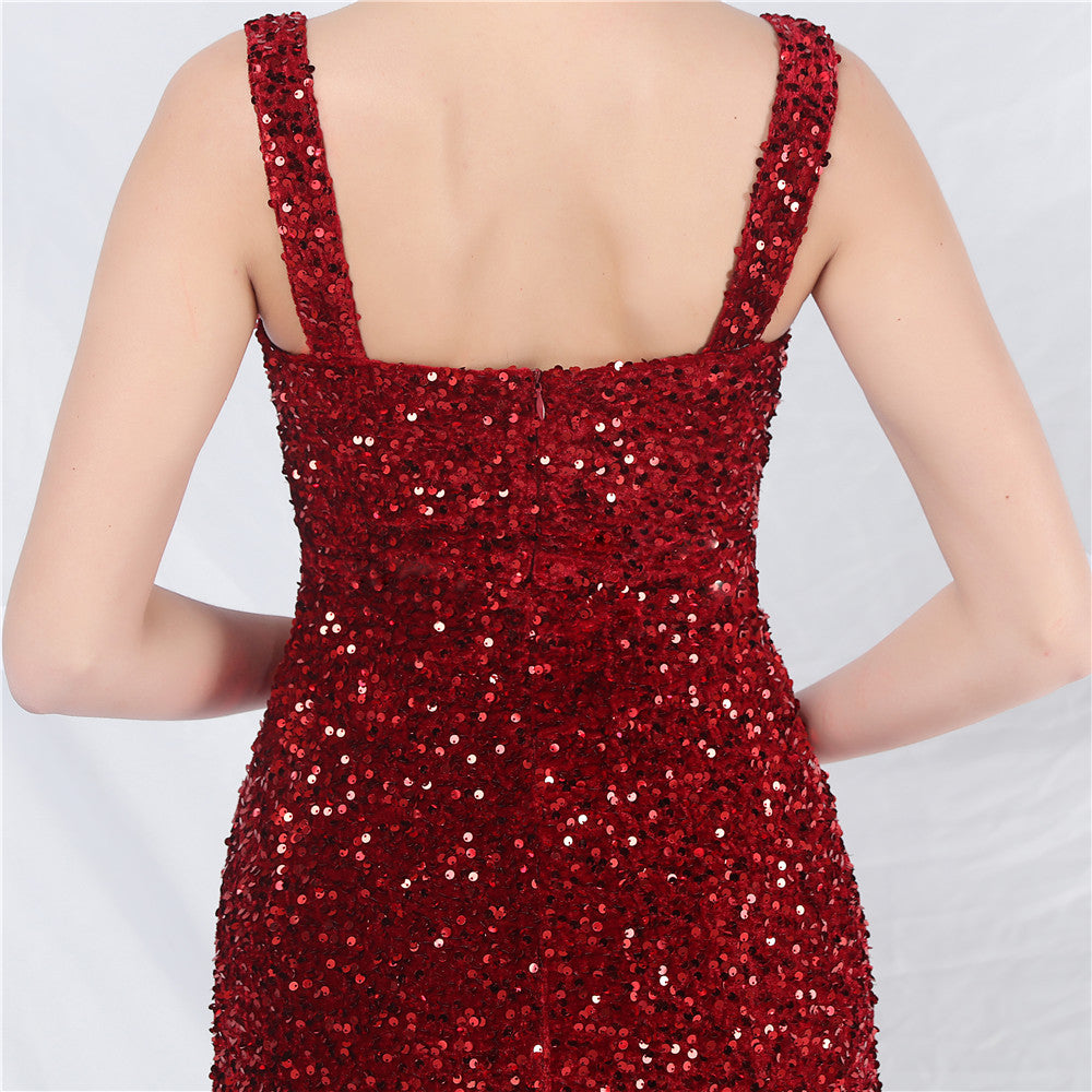 Women's Small Evening Dress, Simple and Elegant, French High-End Slim Suspender Dress