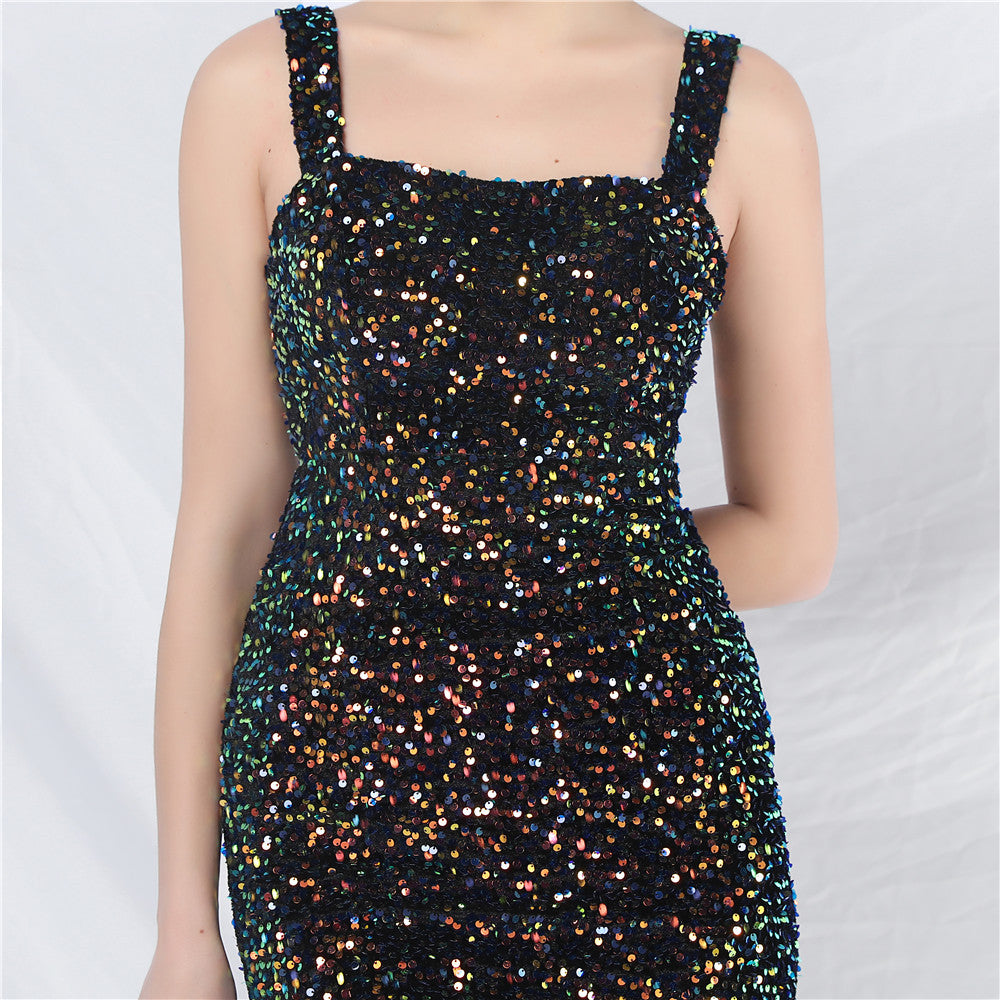 Women's Small Evening Dress, Simple and Elegant, French High-End Slim Suspender Dress