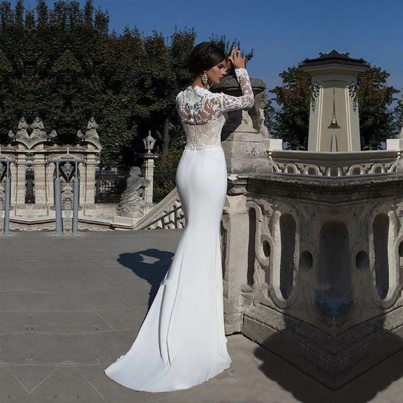 2025 Satin French Light Wedding Dress, Forest Style, Long Sleeves, Spring/Summer