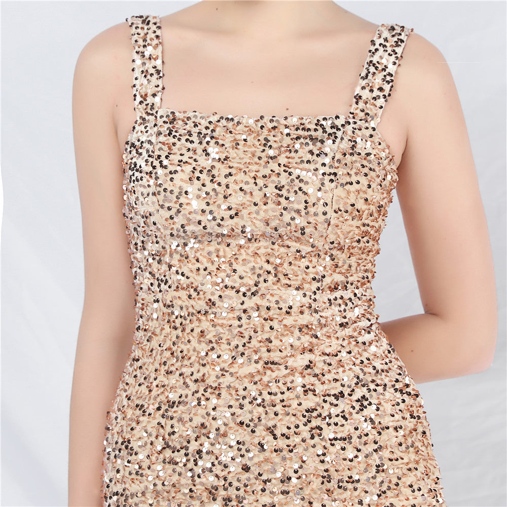 Women's Small Evening Dress, Simple and Elegant, French High-End Slim Suspender Dress