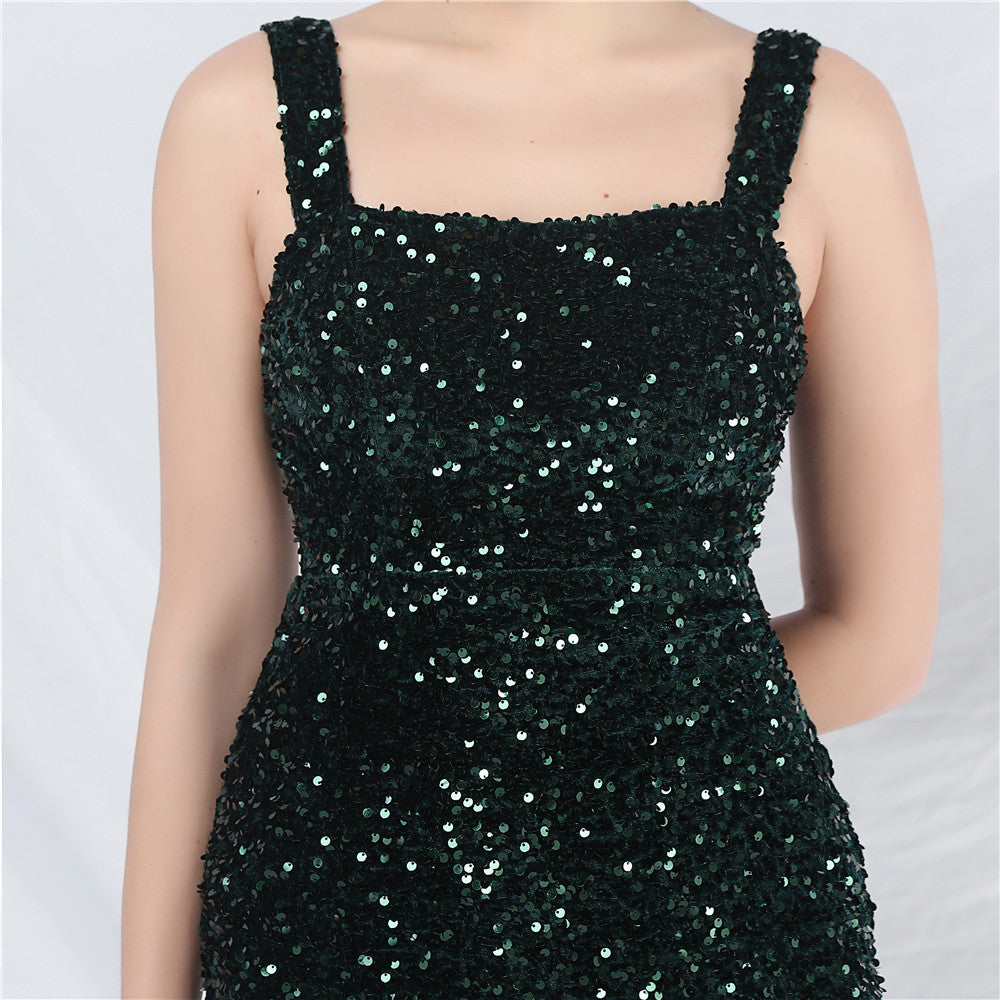 Women's Small Evening Dress, Simple and Elegant, French High-End Slim Suspender Dress