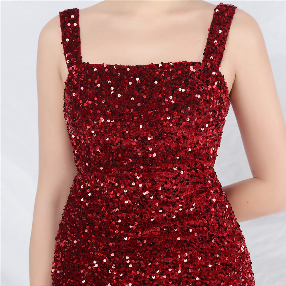 Women's Small Evening Dress, Simple and Elegant, French High-End Slim Suspender Dress
