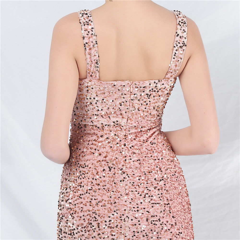 Women's Small Evening Dress, Simple and Elegant, French High-End Slim Suspender Dress