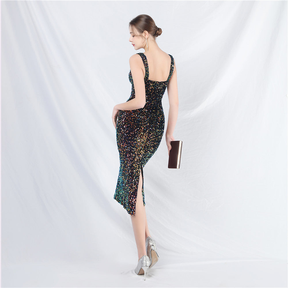 Women's Small Evening Dress, Simple and Elegant, French High-End Slim Suspender Dress