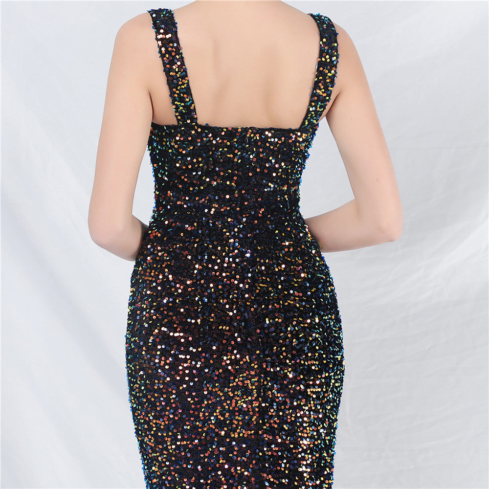 Women's Small Evening Dress, Simple and Elegant, French High-End Slim Suspender Dress