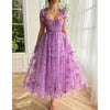 Small Fresh Butterfly Medium-Length Dress with A-Line Puffy Skirt for Stage Performance