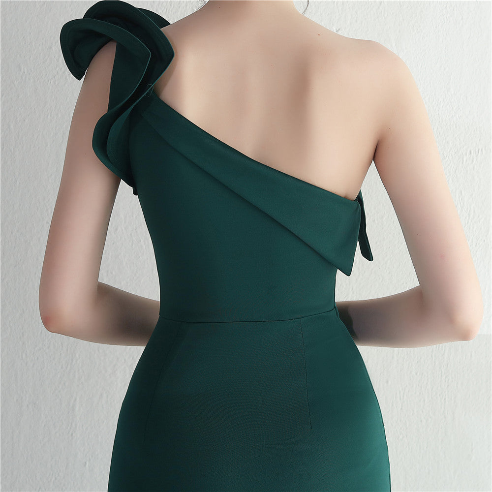 Noble One-Shoulder Ruffle Evening Dress
