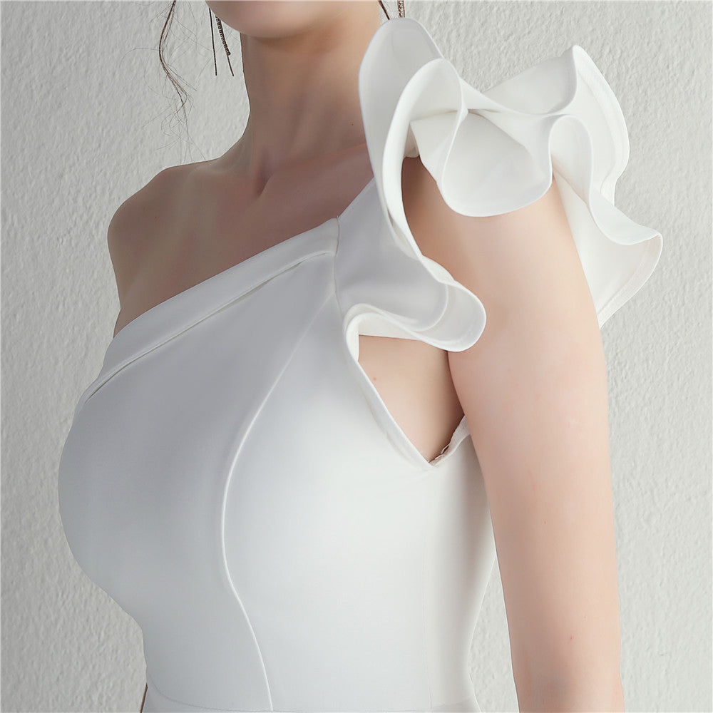 Noble One-Shoulder Ruffle Evening Dress