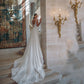 European-American Sexy Lace Backless Deep V Sleeveless Long Tail Evening Dress