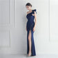 Noble One-Shoulder Ruffle Evening Dress