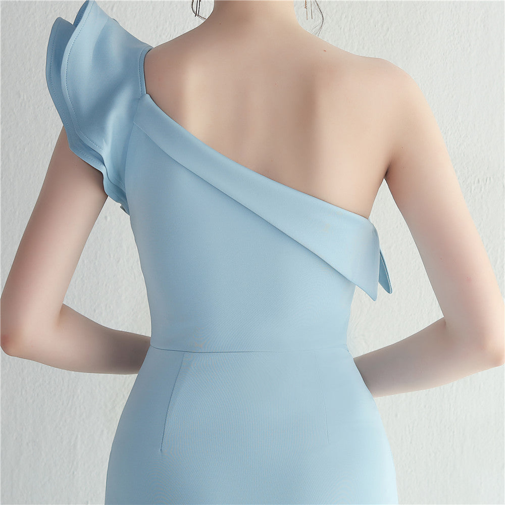 Noble One-Shoulder Ruffle Evening Dress