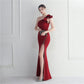 Noble One-Shoulder Ruffle Evening Dress