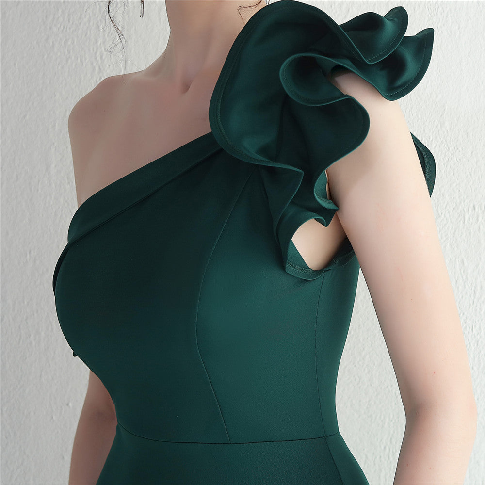 Noble One-Shoulder Ruffle Evening Dress
