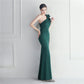 Noble One-Shoulder Ruffle Evening Dress