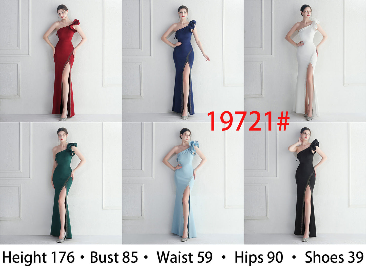 Noble One-Shoulder Ruffle Evening Dress