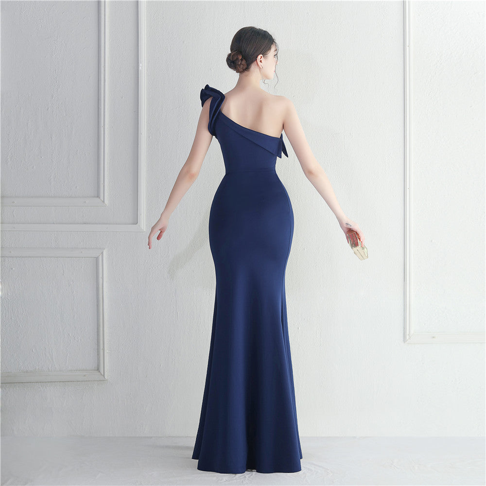 Noble One-Shoulder Ruffle Evening Dress