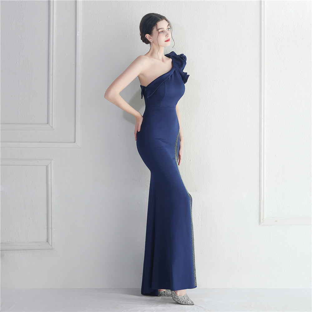 Noble One-Shoulder Ruffle Evening Dress