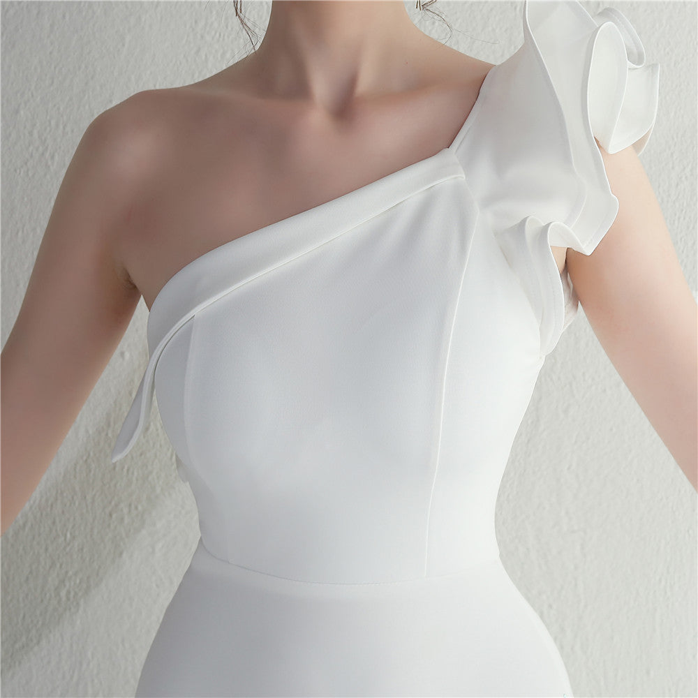 Noble One-Shoulder Ruffle Evening Dress