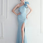 Noble One-Shoulder Ruffle Evening Dress