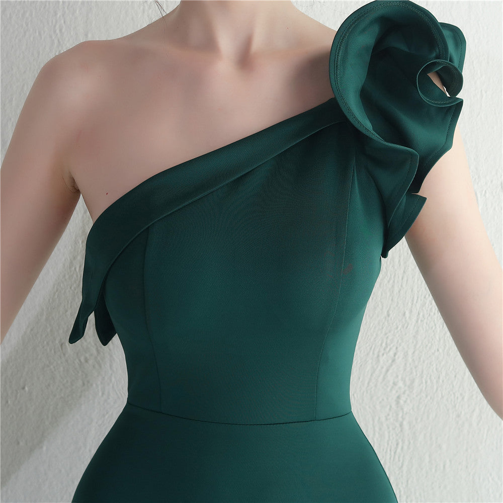 Noble One-Shoulder Ruffle Evening Dress