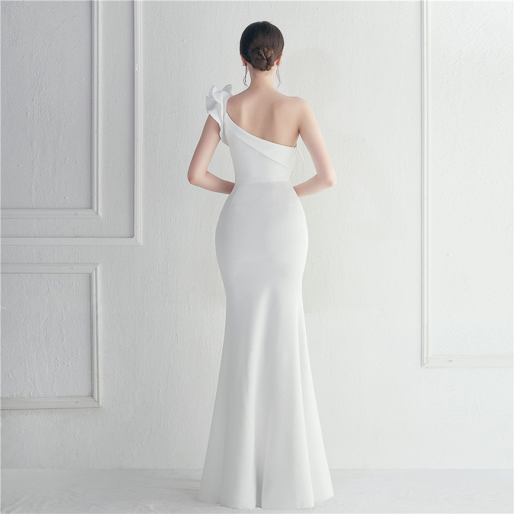 Noble One-Shoulder Ruffle Evening Dress