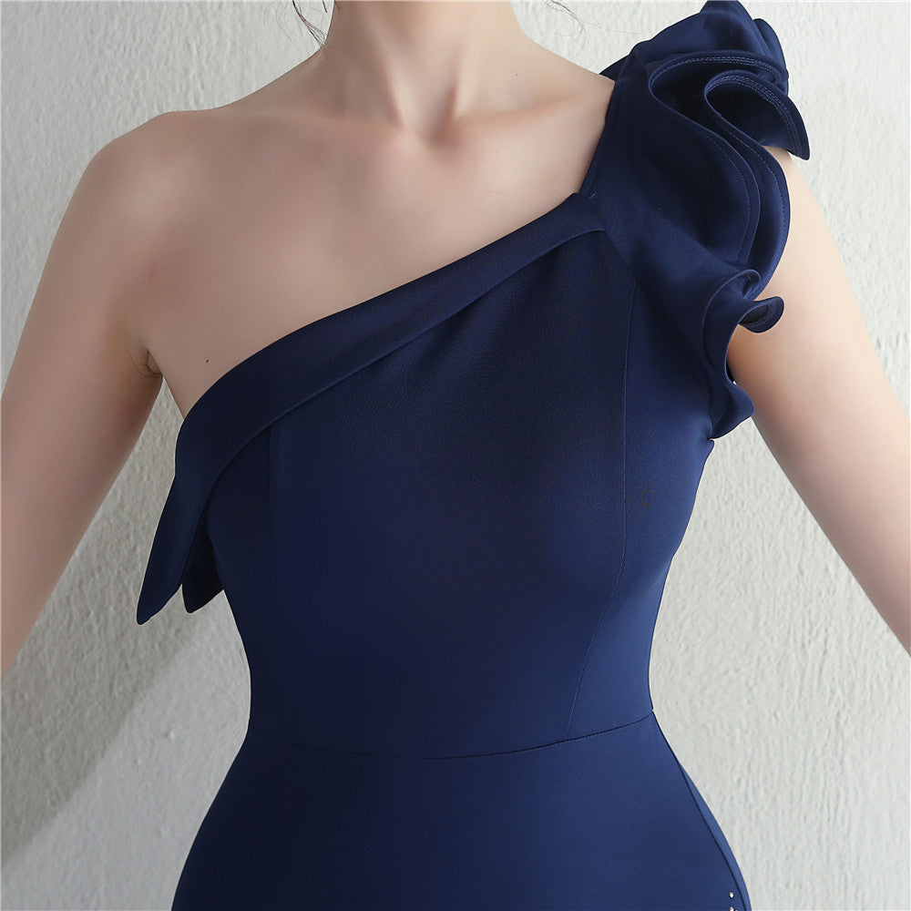 Noble One-Shoulder Ruffle Evening Dress