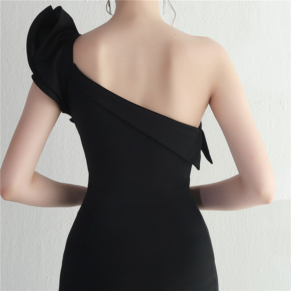 Noble One-Shoulder Ruffle Evening Dress
