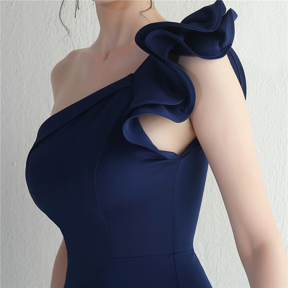 Noble One-Shoulder Ruffle Evening Dress