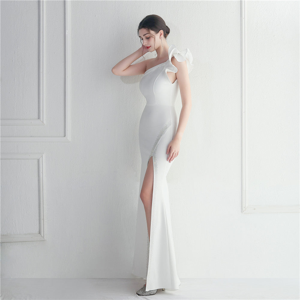 Noble One-Shoulder Ruffle Evening Dress