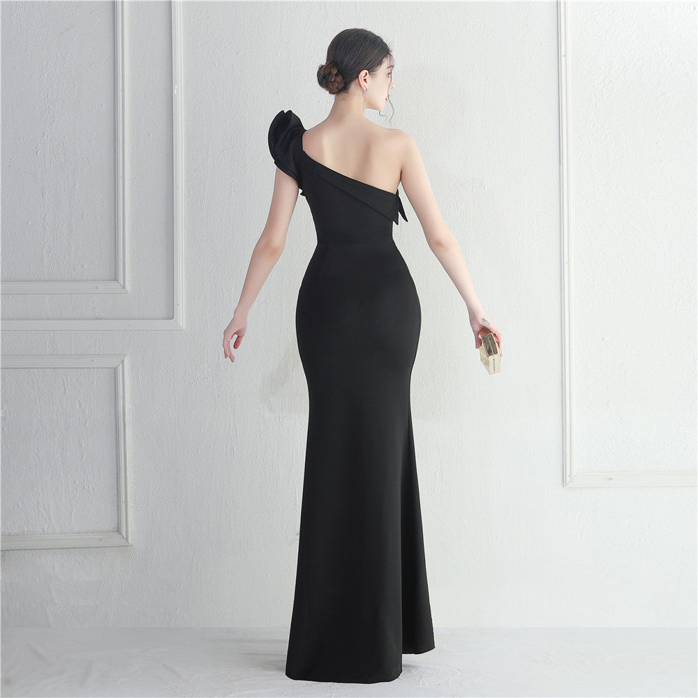 Noble One-Shoulder Ruffle Evening Dress