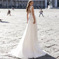 2025 European-American V-Neck Long Sleeve A-Line Chiffon Wedding Dress for Summer