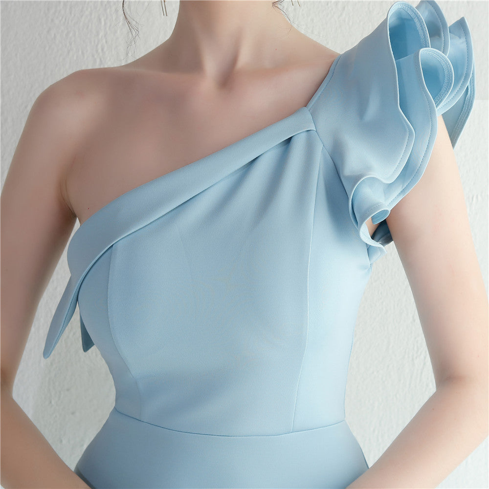 Noble One-Shoulder Ruffle Evening Dress