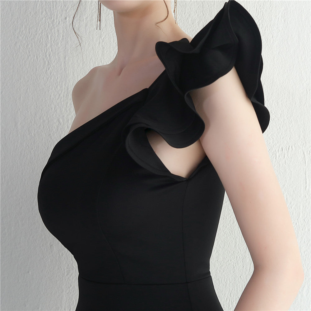 Noble One-Shoulder Ruffle Evening Dress