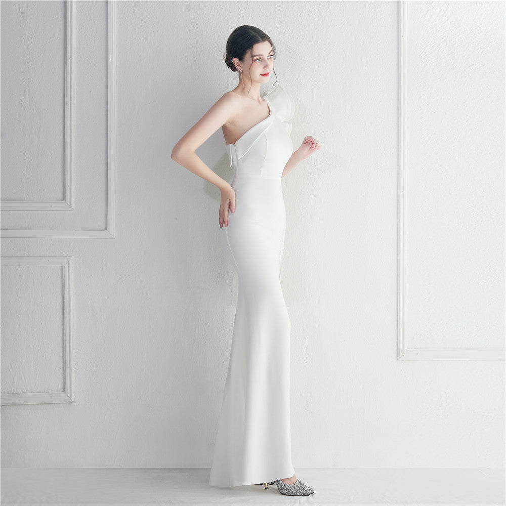 Noble One-Shoulder Ruffle Evening Dress