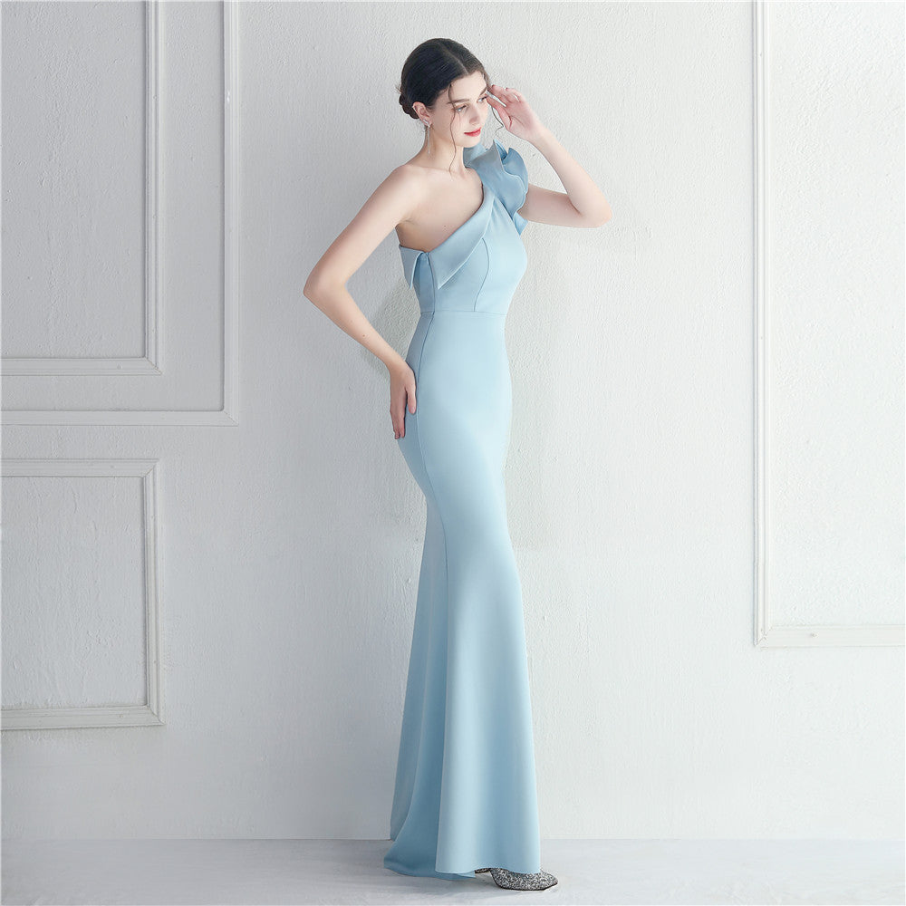 Noble One-Shoulder Ruffle Evening Dress