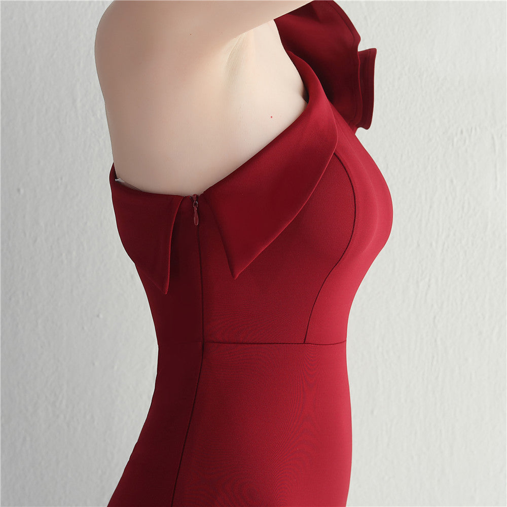 Noble One-Shoulder Ruffle Evening Dress