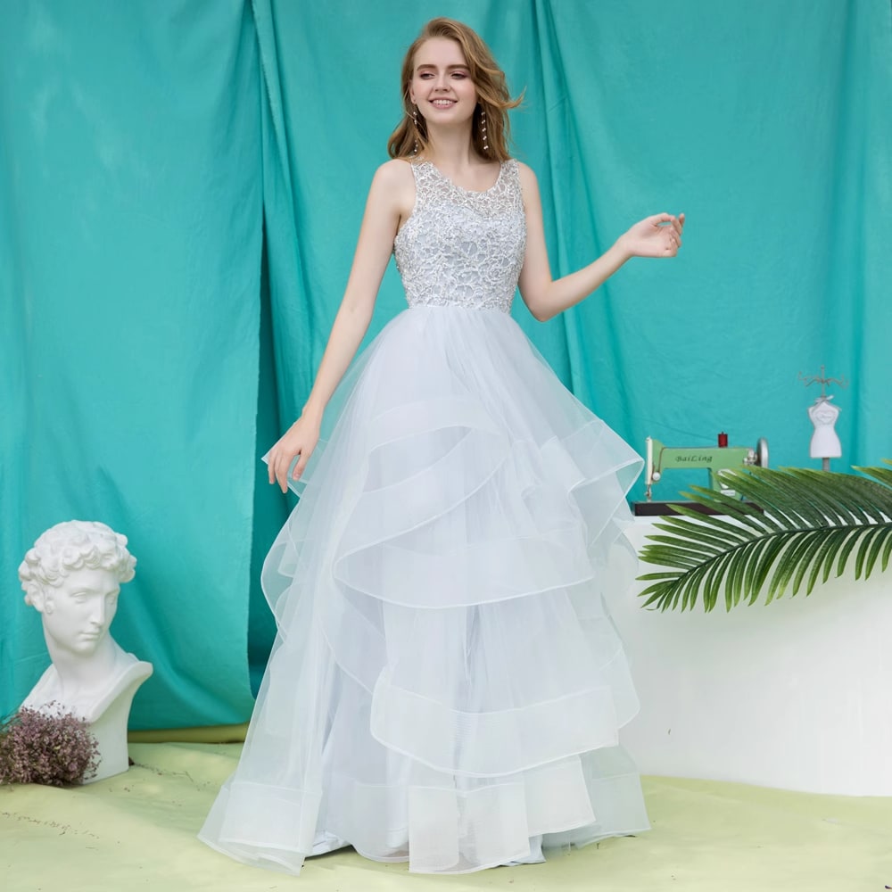 Elegant Lace Sequin Evening Dress for Banquet and Adult Ceremony (No Return)